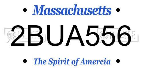 2BUA556 Massachusetts License Plate