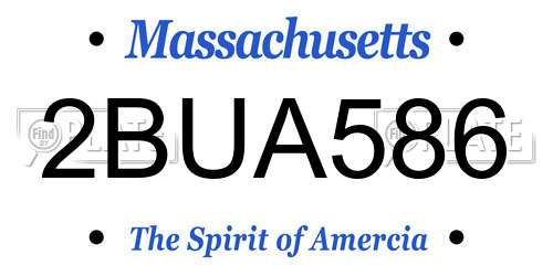 2BUA586 Massachusetts License Plate