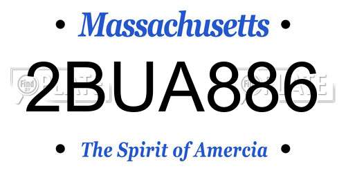 2BUA886 Massachusetts License Plate