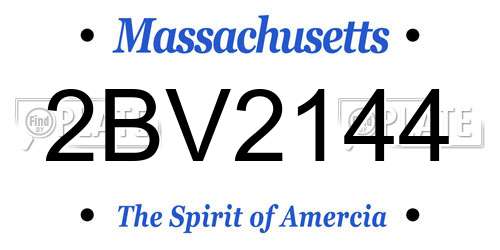 2BV2144 Massachusetts License Plate