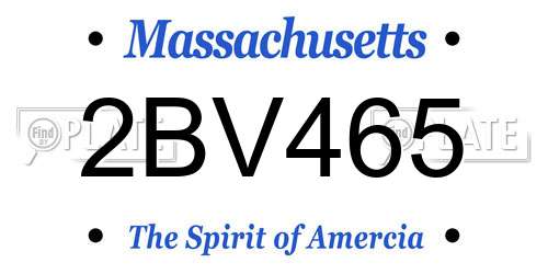 2BV465 Massachusetts License Plate