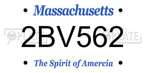 2BV562 Massachusetts License Plate