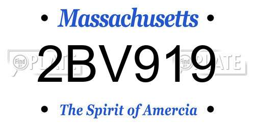 2BV919 Massachusetts License Plate