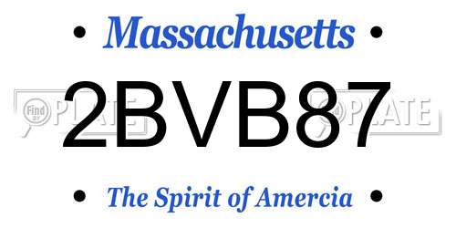 2BVB87 Massachusetts License Plate