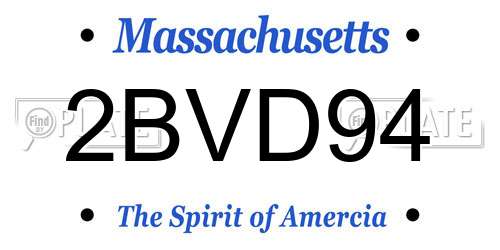 2BVD94 Massachusetts License Plate