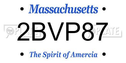 2BVP87 Massachusetts License Plate