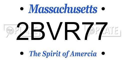 2BVR77 Massachusetts License Plate