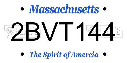2BVT144 Massachusetts License Plate