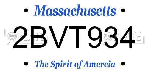 2BVT934 Massachusetts License Plate