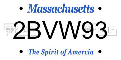 2BVW93 Massachusetts License Plate