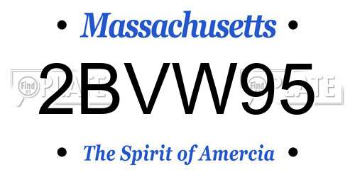 2BVW95 Massachusetts License Plate