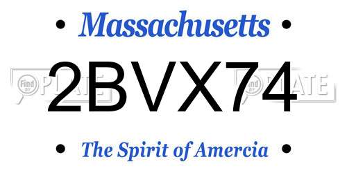 2BVX74 Massachusetts License Plate