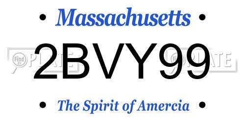 2BVY99 Massachusetts License Plate