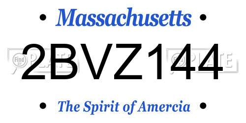 2BVZ144 Massachusetts License Plate