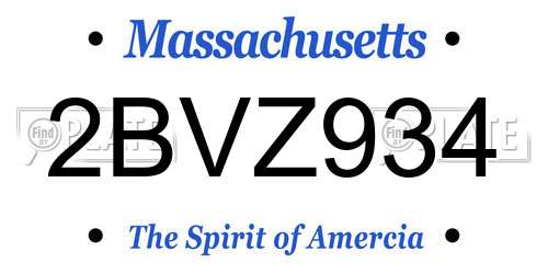 2BVZ934 Massachusetts License Plate