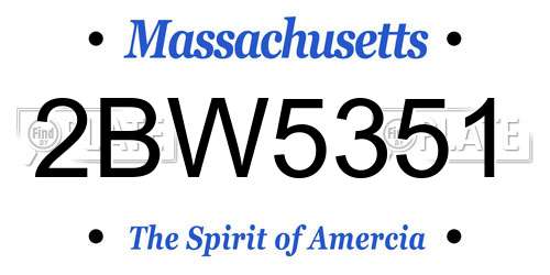 2BW5351 Massachusetts License Plate