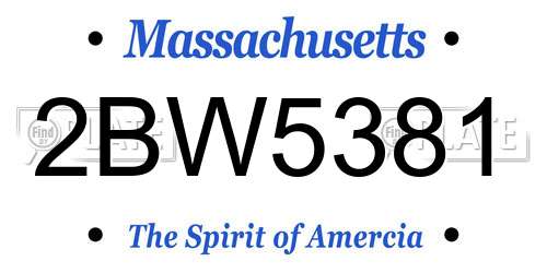 2BW5381 Massachusetts License Plate