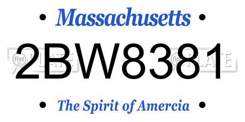 2BW8381 Massachusetts License Plate