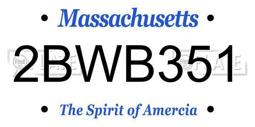 2BWB351 Massachusetts License Plate