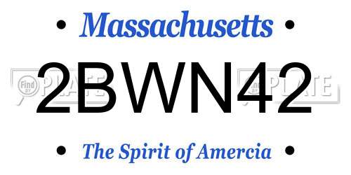 2BWN42 Massachusetts License Plate