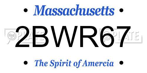 2BWR67 Massachusetts License Plate
