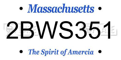 2BWS351 Massachusetts License Plate