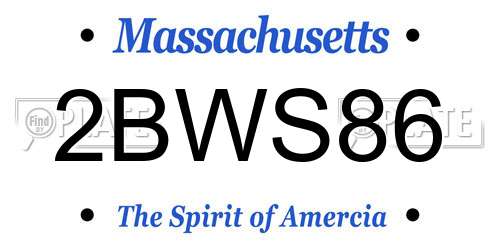 2BWS86 Massachusetts License Plate