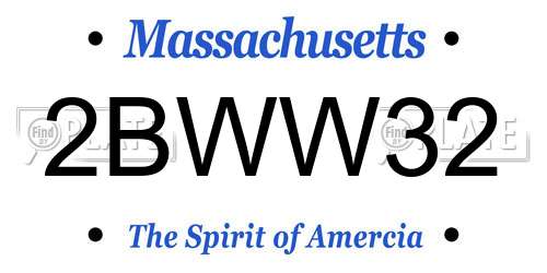 2BWW32 Massachusetts License Plate