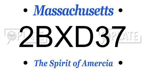 2BXD37 Massachusetts License Plate