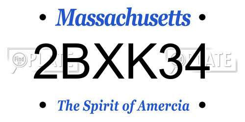 2BXK34 Massachusetts License Plate