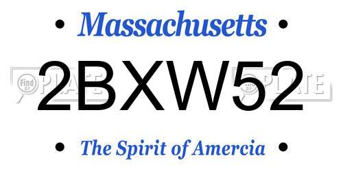 2BXW52 Massachusetts License Plate