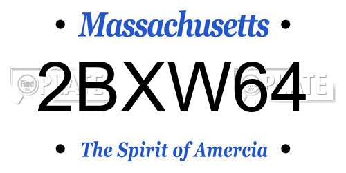 2BXW64 Massachusetts License Plate