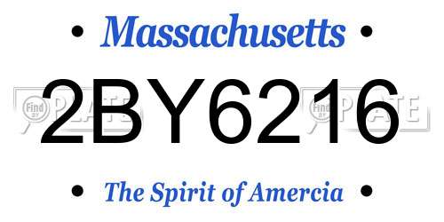 2BY6216 Massachusetts License Plate