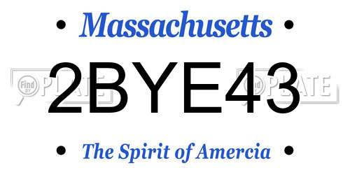 2BYE43 Massachusetts License Plate