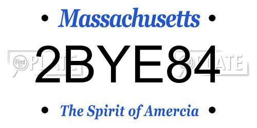 2BYE84 Massachusetts License Plate