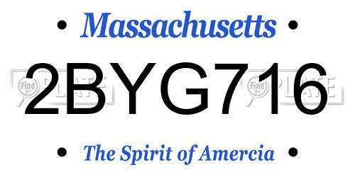 2BYG716 Massachusetts License Plate