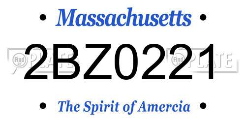 2BZ0221 Massachusetts License Plate
