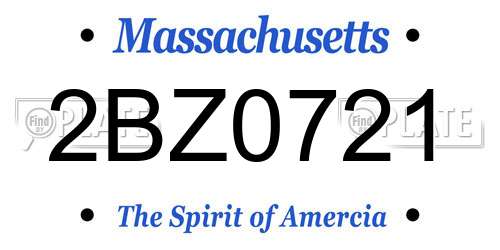 2BZ0721 Massachusetts License Plate