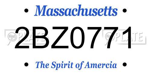 2BZ0771 Massachusetts License Plate