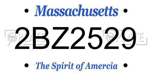 2BZ2529 Massachusetts License Plate