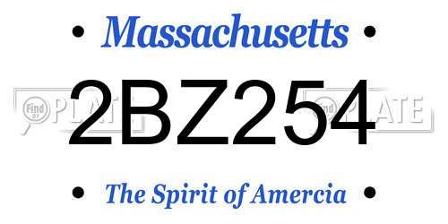 2BZ254 Massachusetts License Plate