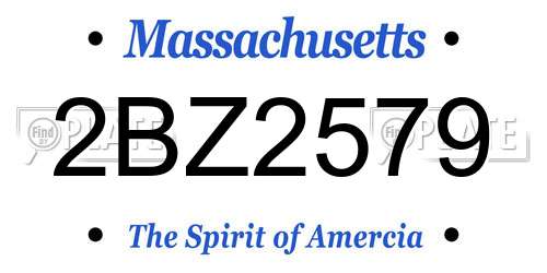 2BZ2579 Massachusetts License Plate