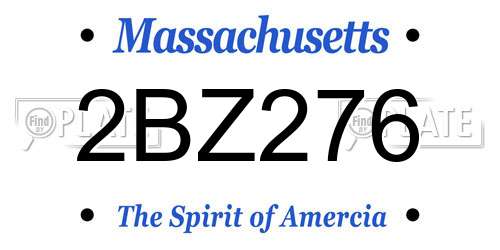 2BZ276 Massachusetts License Plate