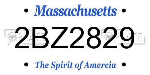 2BZ2829 Massachusetts License Plate