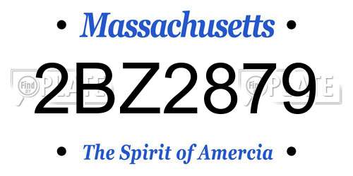 2BZ2879 Massachusetts License Plate
