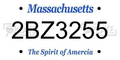 2BZ3255 Massachusetts License Plate