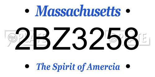 2BZ3258 Massachusetts License Plate