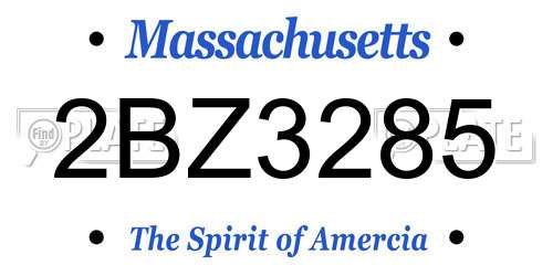 2BZ3285 Massachusetts License Plate