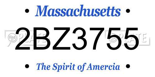 2BZ3755 Massachusetts License Plate