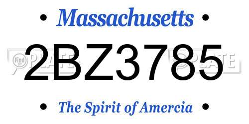 2BZ3785 Massachusetts License Plate